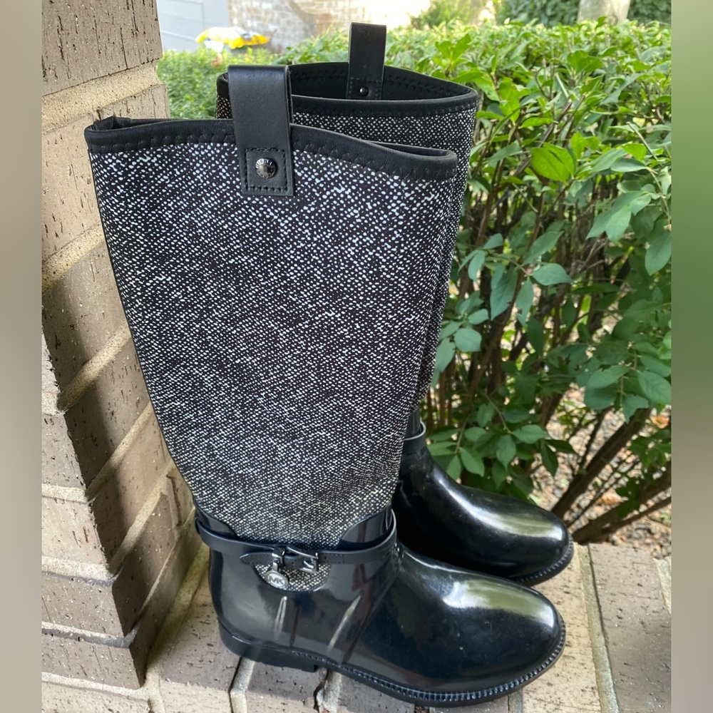 Michael Kors Larson Flannel and Rubber Rainboots